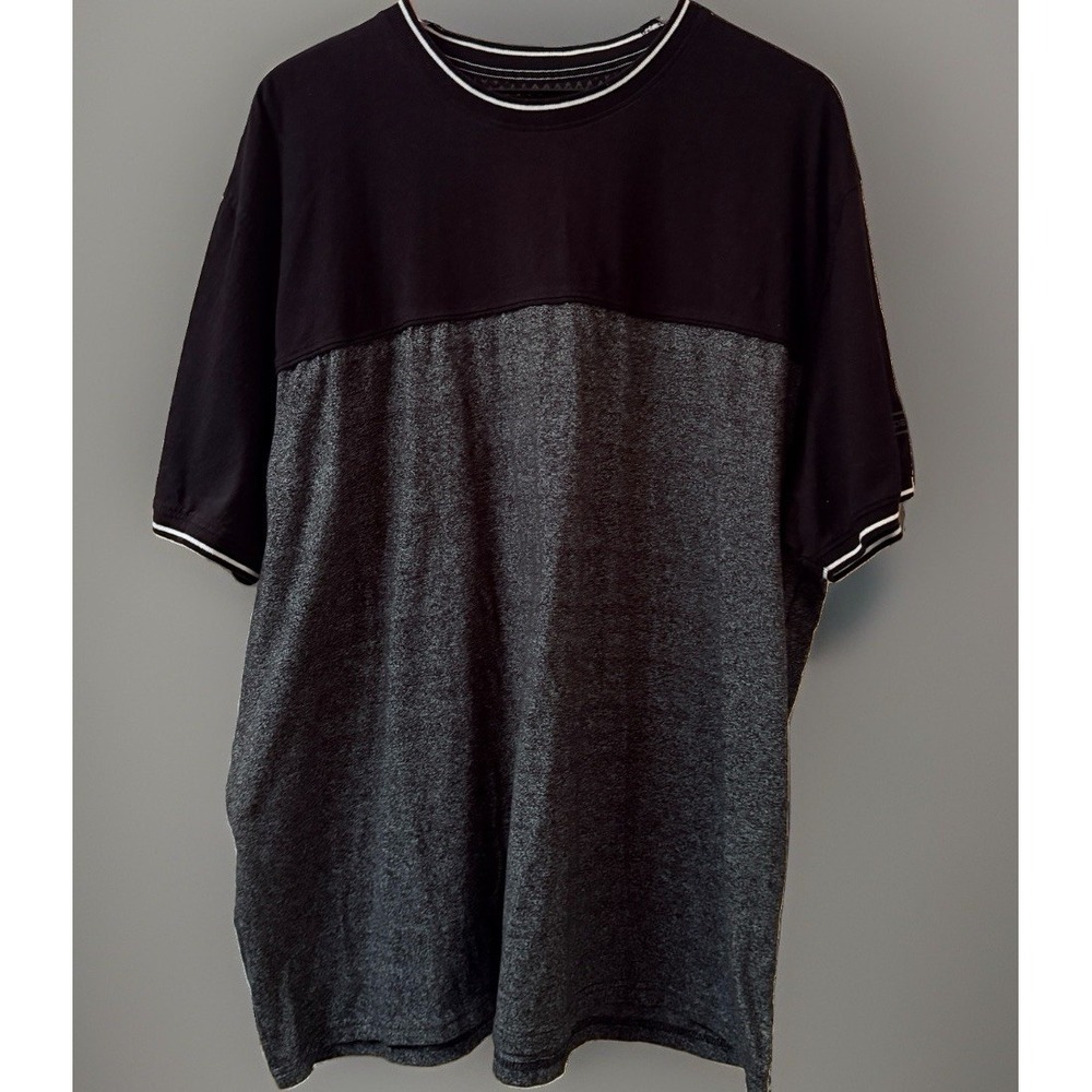 Paper Denim & Cloth Men's Shirt 4X Black Grey Colorblock Short Sleeve T Shirt